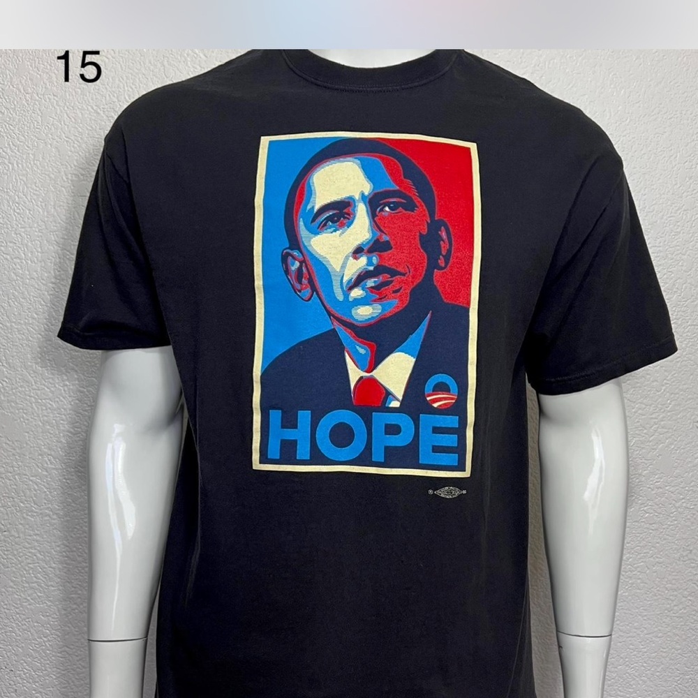 VTG 2008 Barack Obama HOPE Men XL Shirt BLK History In The Making Hanes heavy w